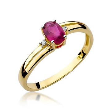 Inel Aur 14K cu Rubin 0.60 ct si Diamante Naturale 0.03 ct