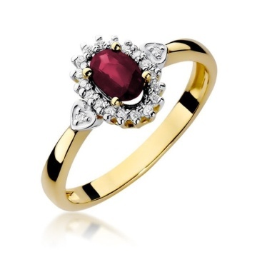 Inel Aur 14K cu Rubin 0.60 ct si Diamante Naturale 0.10 ct
