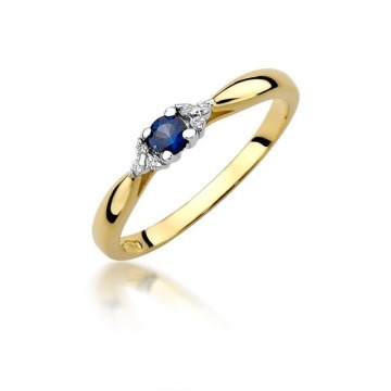 Inel Aur 14K cu Safir 0.15 ct si Diamante Naturale 0.03 ct