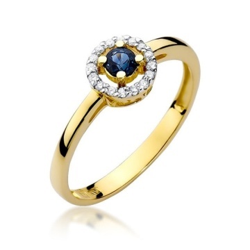 Inel Aur 14K cu Safir 0.15 ct si Diamante Naturale 0.08 ct