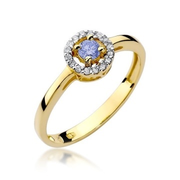 Inel Aur 14K cu Tanzanit 0.15 ct si Diamante Naturale 0.08 ct