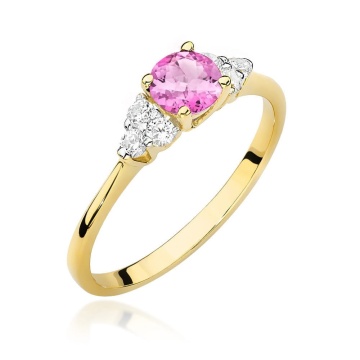 Inel Aur 14K cu Topaz Roz 0.60 ct si Diamante Naturale 0.18 ct