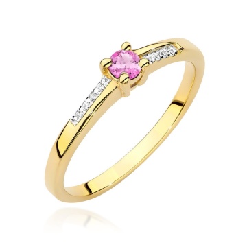 Inel Aur 14K cu Topaz Swiss 0.15 ct si Diamante Naturale 0.04 ct