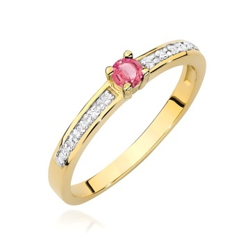 Inel Aur 14K cu Topaz Swiss 0.15 ct si Diamante Naturale 0.05 ct