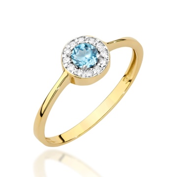 Inel Aur 14K cu Topaz Swiss 0.25 ct si Diamante Naturale 0.10 ct