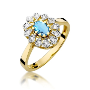 Inel Aur 14K cu Topaz Swiss 0.50 ct si Diamante Naturale 0.10 ct