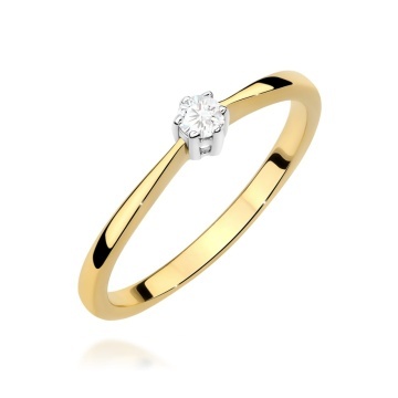 Inel Aur 9K cu Diamant Natural 0.10 ct