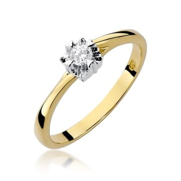 Inel Aur 9K cu Diamant Natural 0.10 ct