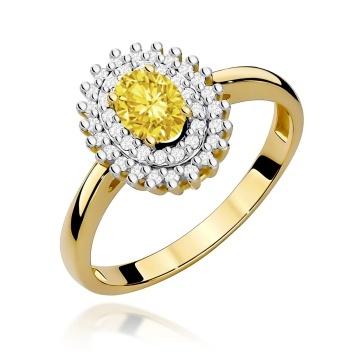 Inel Aur 9K cu Diamante Galbene de Laborator 0.70 ct