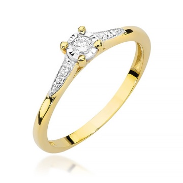 Inel Aur 9K cu Diamante Naturale 0.11 ct