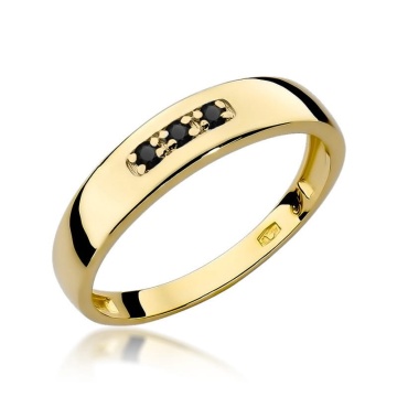 Inel Aur 9K cu Diamante Naturale Negre 0.04 ct