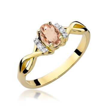 Inel Aur 9K cu Morganit 0.40 ct si Diamante Naturale 0.05 ct