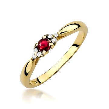 Inel Aur 9K cu Rubin 0.15 ct si Diamante Naturale 0.03 ct