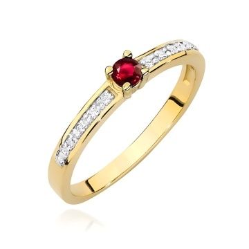 Inel Aur 9K cu Rubin 0.15 ct si Diamante Naturale 0.05 ct