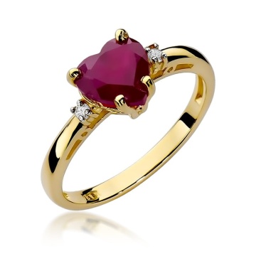 Inel Aur 9K cu Rubin 1.70 ct si Diamante Naturale 0.03 ct