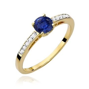 Inel Aur 9K cu Safir 0.50 ct si Diamante Naturale 0.05 ct