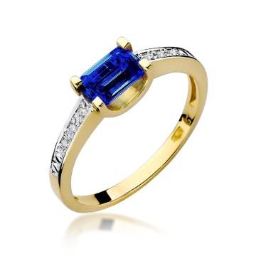 Inel Aur 9K cu Safir 0.60 ct si Diamante Naturale 0.03 ct
