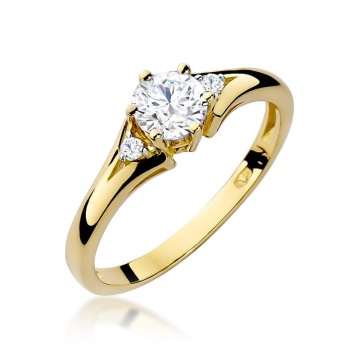 Inel Aur 9K cu Safir Alb 0.60 ct si Diamante Naturale 0.03 ct