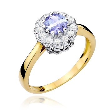Inel Aur 9K cu Tanzanit 0.50 ct si Diamante Naturale 0.17 ct