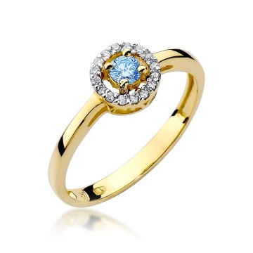 Inel Aur 9K cu Topaz Swiss 0.15 ct si Diamante Naturale 0.08 ct
