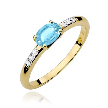 Inel Aur 9K cu Topaz Swiss 0.50 ct si Diamante Naturale 0.03 ct