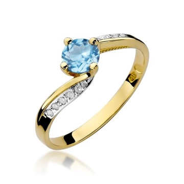 Inel Aur 9K cu Topaz Swiss 0.50 ct si Diamante Naturale 0.05 ct