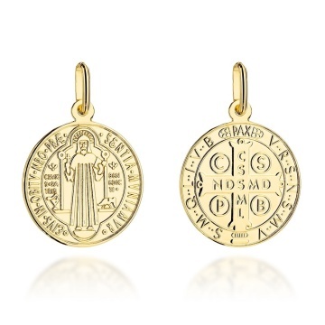 Medalion Aur 14K Sfântul Benedict, Mare