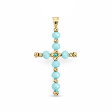 Pandantiv Cruce Sky Blue din AUR 14K
