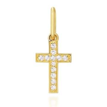 Pandantiv Cruciuliță Aur 8K cu Zirconiu - Eleganță Divină