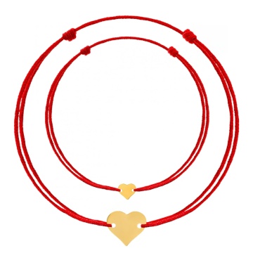 Set 2 Bratari mama si copil cu snur si inimioare personalizabile din aur 14k