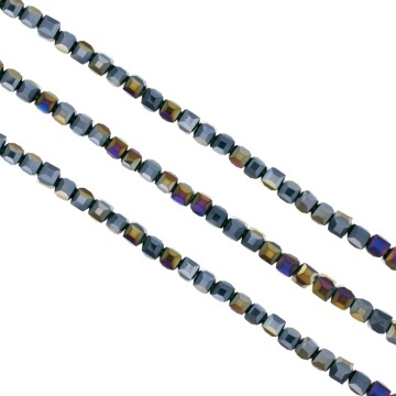 Sirag cristale cubice 4mm - antracit cu reflexii