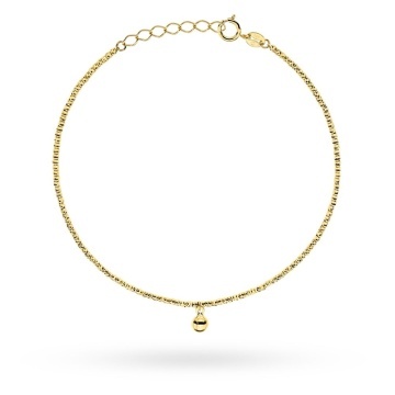 Brățară Aur 14K Cu Bile Diamantate și Bilă Suspendată
