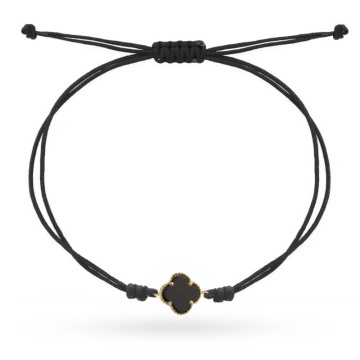 Bratara Aur 14K Trifoi Negru cu Onix Sintetic