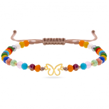 Bratara cu cristale si fluture din aur 14k