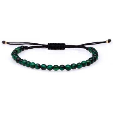 Brățara cu snur reglabil si Agate Verzi 4mm