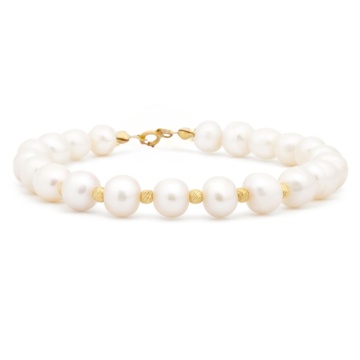 Brățară Five Pearls cu bile din AUR 14K și Perle de Cultură