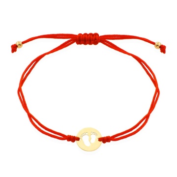 Bratara Snur Rosu Aur 14k cu Picioruse