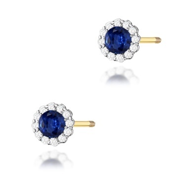 Cercei Aur 14K cu Safir 0.50 ct si Diamante Naturale 0.21 ct