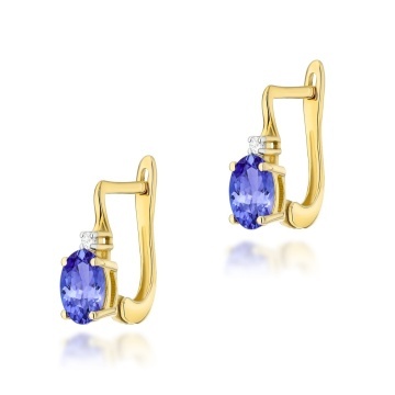Cercei Aur 14K cu Tanzanit 0.40 ct si Diamante Naturale 0.03 ct