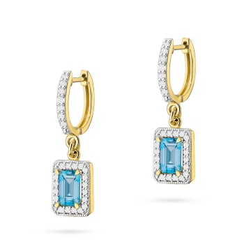 Cercei Aur 14K cu Topaz Swiss 0.65 ct si Diamante Naturale 0.34 ct