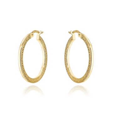 Cercei Creole Aur 14k cu Model Grecesc