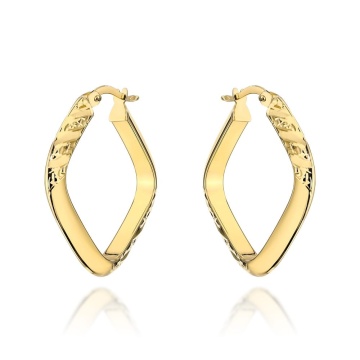 Cercei Pătrați Decorați cu Cristale - Aur 14k