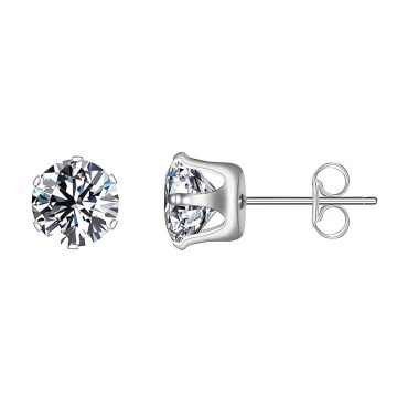 Cercei Steady White din Inox placat cu AUR alb 18K