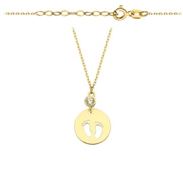 Colier cu Banut Picioruse si Cristal- Aur 14k