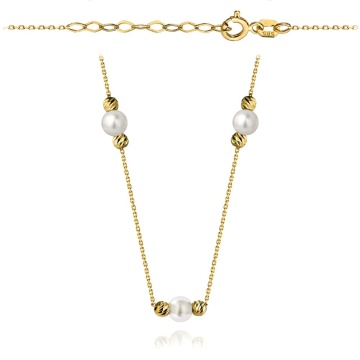Colier cu Perle si Bilute- Aur 14k