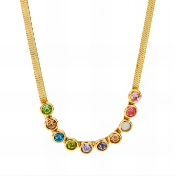 Colier Multicolor din Inox Placat cu Aur