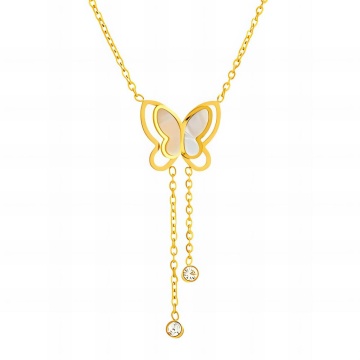 Colier My Butterfly din Inox placat cu AUR