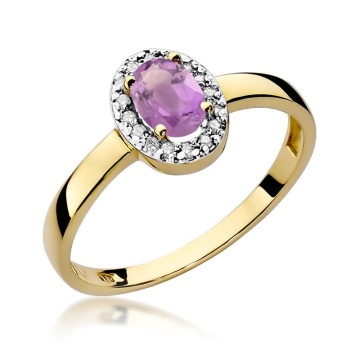 Inel Aur 14K cu Ametist 0.40 ct si Diamante Naturale 0.08 ct
