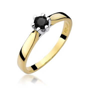 Inel Aur 14K cu Diamant Natural Negru 0.30 ct