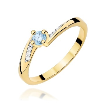 Inel Aur 14K cu Diamante Albastre de Laborator 0.19 ct